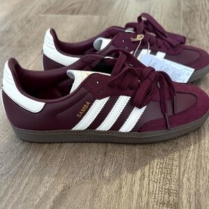 Adidas Samba Burgundy and White Shoes